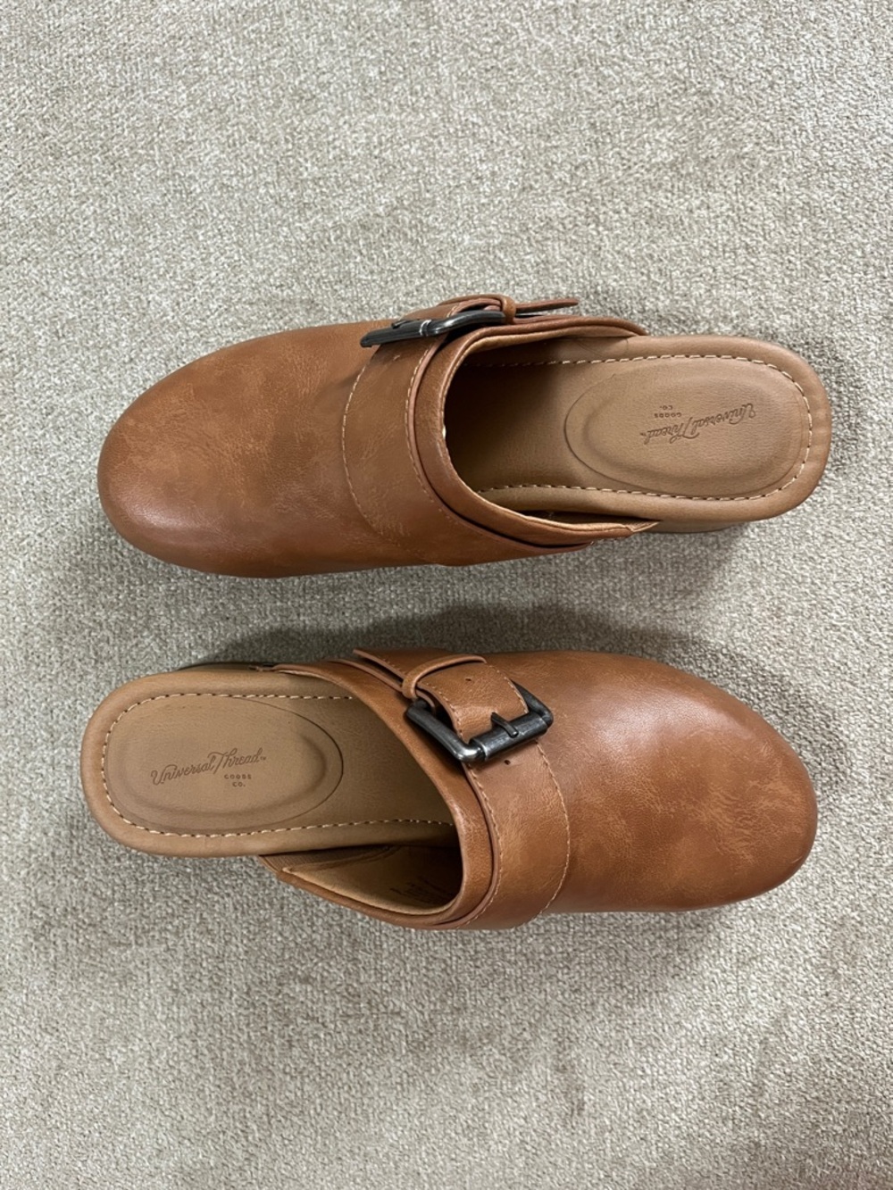 Universal Thread Brown Leather Buckle Clog Mules - Picture 8 of 11